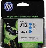 Комплект картриджей HP 712 [3ED77A] голубой (оригинальный, 3 х 29 мл)