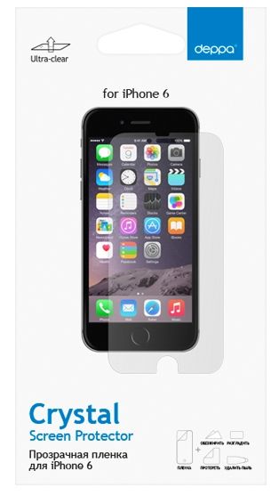 Защитная пленка Deppa [61073] для Apple iPhone 6, прозрачная. с комплектом для установки 
