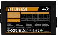 Блок питания AEROCOOL VX PLUS 650W, 650Вт, 120мм, черный, retail [vx-650 plus]