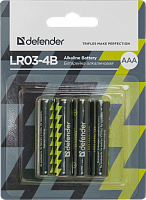 Батарейка алкалиновая Defender AAA  LR03-4B, упаковка 4шт