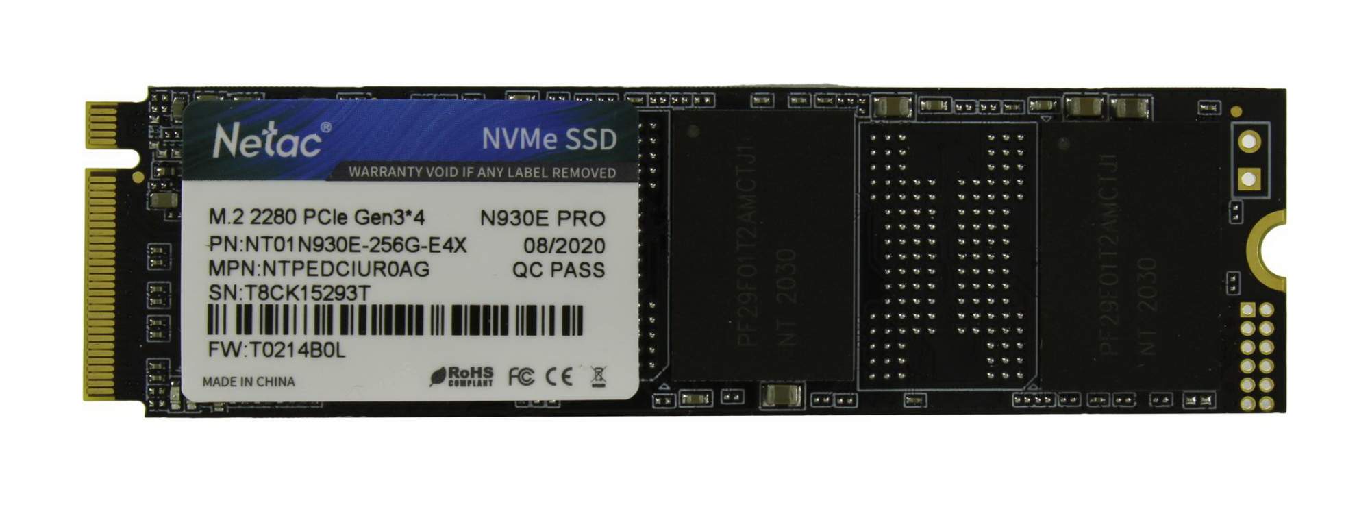 SSD накопитель 256GB Netac SSD N930E Pro, M.2 2280, NVMe [NT01N930E-256G-E4X]