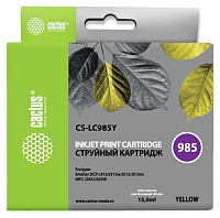 Картридж Cactus CS-LC985Y желтый (15мл) для Brother DCPJ315W/DCPJ515W/MFCJ265W