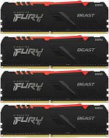 Модуль памяти 32GB DDR4 Kingston Fury Beast KF436C17BBAK4/32, 4x 8ГБ 3600МГц, DIMM
