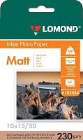 Фотобумага 10х15 Lomond для струйной печати, 50л, 230г/м2, белый, покрытие матовое [0102034]